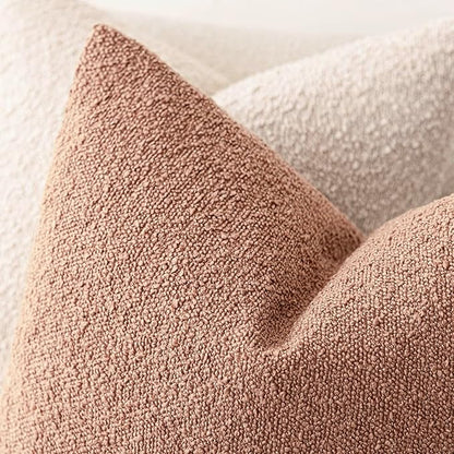 Foindtower Decorative Textured Boucle Throw Pillow Covers Accent Solid Pillow Cases Neutral Soft Cozy Couch Cushion Case for Chair Sofa Bedroom Living Room Home Decor 18x18 Inch,1PC,Dusty Orange Hazel