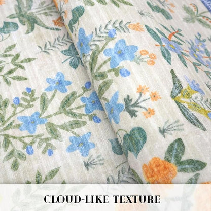 Boho Floral Machine Washable Runner Rug 2x6, Garden Yellow-Green Kitchen Runner Rug Non-Slip, Super Thin Hallway Rug Runner Printed Faux Wool Soft Carpet for Entryway Bedroom Laundry Indoor