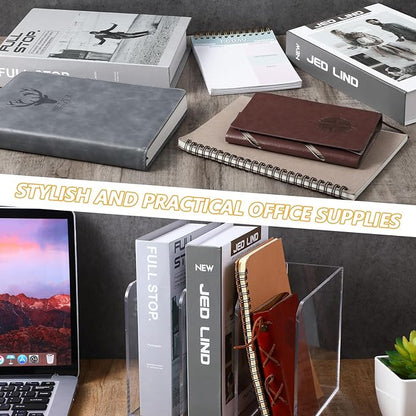 Acrylic Magazine Holder Desk Organizer Workspace Sorters，Clear Bookend File Sorter Holder，Folder Rack, Office Accessories Organization Storage with 3 Vertical Compartments