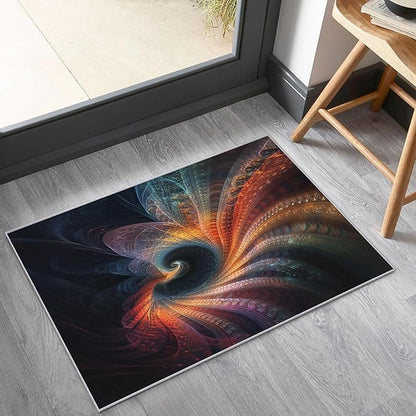 Abstract Rug 7x10, Washable Psychedelic Swirl Rugs for Living Room Bedroom, Fractal Spiral Area Rug for Home Decor, Non Slip Backing Floor Carpet with Gripper - 7 x 10 ft