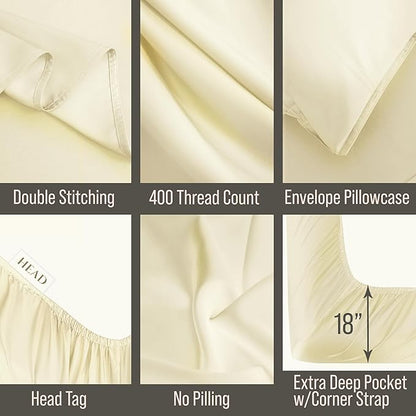 Bella Coterie Luxury Bamboo Viscose Twin XL Size Sheet Set | 100% Organically Grown | Ultra Soft | Cooling for Hot Sleepers | 18" Deep Pocket [Lemonade]
