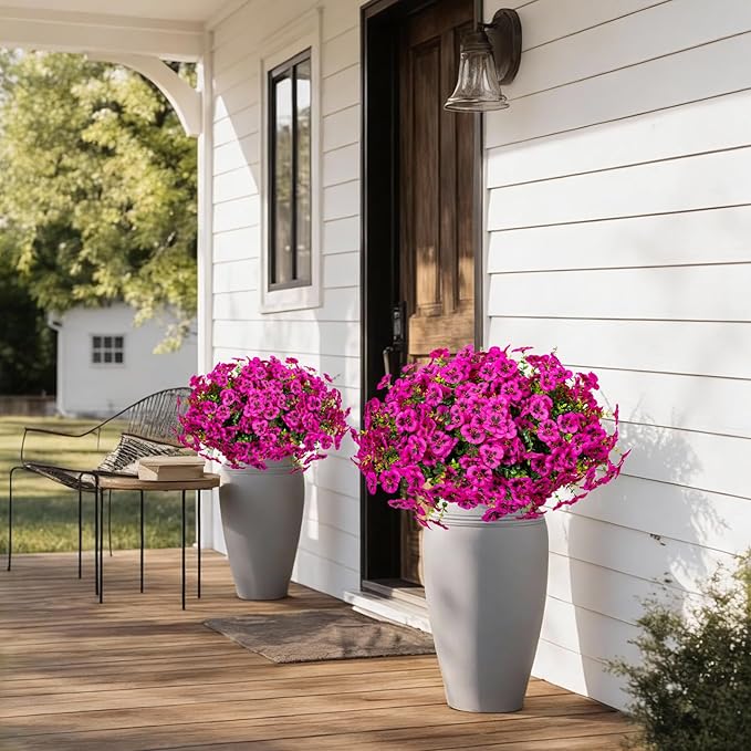 Artificial Flowers, 24 Bundles, Decorative Bouquets for Home, Wedding, Garden, Office Decor (Fuchsia)