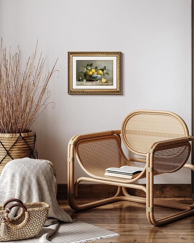 InSimSea Gold Framed Canvas Wall Art Room Decor Lemon Still Life Prints Art Vintage Kitchen Decor Rustic Farmhouse Artwork Picture for Dinning Living Room Bedroom