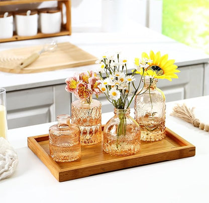 Glass Bud Vases Set of 48, Amber Small Vases for Centerpieces, Small Glass Vase for Flowers, Vintage Bud Vase in Bulk for Wedding, Party, Events, Reception, Home Decor