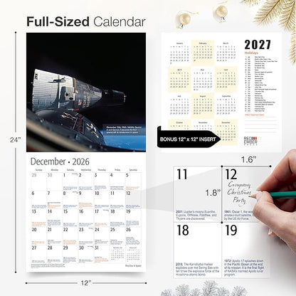 RED EMBER This Day in Space 2026 Wall Calendar 12 Month | 12" x 24" Open | Thick & Sturdy Paper | Holiday Gift | Space Calendar 2026
