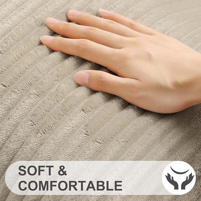 Simmore Decorative Spring Euro Sham Throw Pillow Covers 22x22 Set of 2, Soft Natural Plush Flannel Double-Sided Fluffy Couch Pillow Covers for Sofa Living Room, Khaki