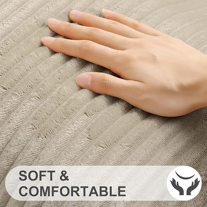 Simmore Decorative Spring Euro Sham Throw Pillow Covers 22x22 Set of 2, Soft Natural Plush Flannel Double-Sided Fluffy Couch Pillow Covers for Sofa Living Room, Khaki