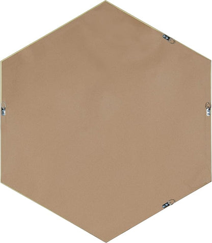 Kate and Laurel Rhodes 6-Sided Hexagon Wall Mirror, 30.75x34.75 Walnut Brown