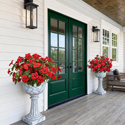 19 Inch Artificial Flowers for Outdoor Indoor Garden Home Decoration,Faux Flower for Home Office Garden Patio Balcony 4 Bundles (Red)