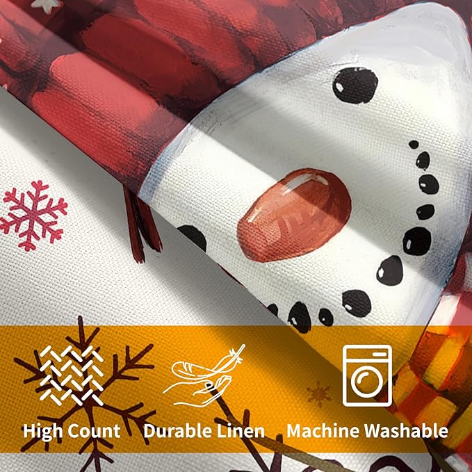 Christmas Pillow Covers 24x24 Set of 2 Red Snowman Throw Pillow Covers Winter Pillowcase Linen Decoration Farmhouse Bird Cozy Soft Cushion Case Couch for Indoor Outdoor Home Decor