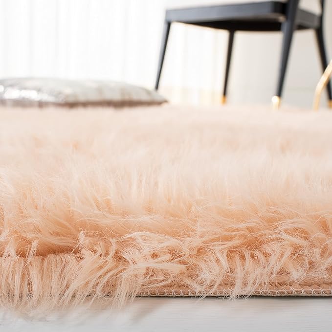 SAFAVIEH Faux Sheep Skin Collection 2' x 3' Light Pink FSS235U Silken Glam 2.35-inch Thick Accent Rug