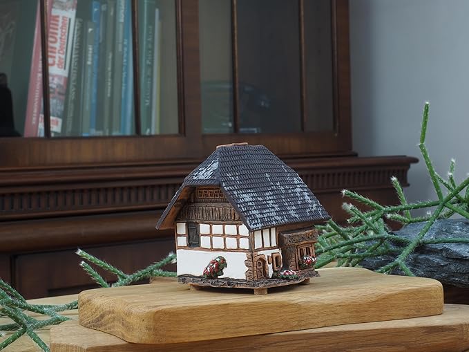 Handmade Ceramic Art Cone Incense Holder Room Decoration Handcrafted Collectible Miniature Küherstock House in Emmental, Switzerland R346