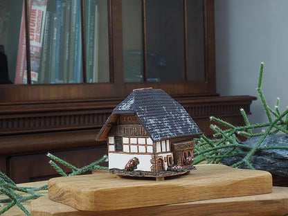 Handmade Ceramic Art Cone Incense Holder Room Decoration Handcrafted Collectible Miniature Küherstock House in Emmental, Switzerland R346