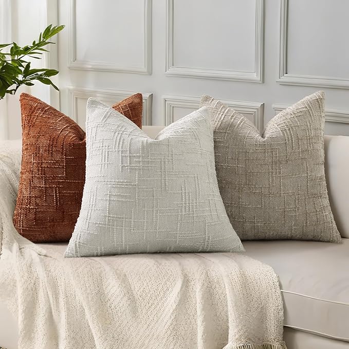 decorUhome Spring Light Grey Chenille Throw Pillow Covers 12x20 Set of 2 Textured Slubby Couch Pillow Covers Farmhouse Accent Modern Neutral Decorative Pillow Cases for Bed Sofa Living Room