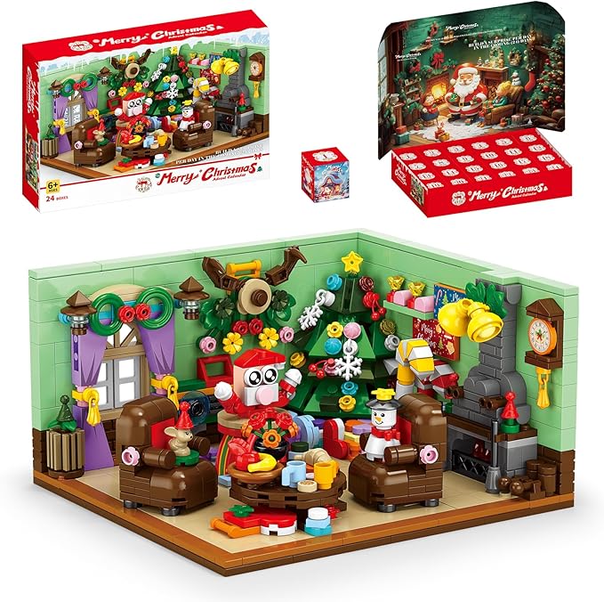 Advent Calendar 2025 Building Blocks Set - 24-Day Christmas Countdown Calendar - Santa Sleigh Christmas Tree Decorations Gifts for Kids Boys & Girls and Adults(669PCS)