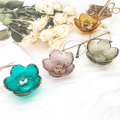 Small Ring Dish Jewelry Tray, Glass Jewelry Dish Trinket Bowl, Crystal Ring Holder Dish Jewelry Plate, Nightstand Decor Jewelry Holder Dish, Engagement Jewelry Bowl Dish for Rings, Earrings