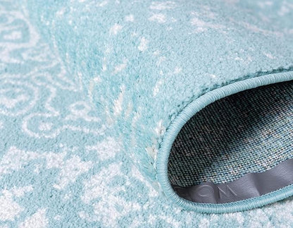 Rugs.com Arlington Collection Rug – 4' x 6' Aqua Medium-Pile Rug Perfect for Living Rooms, Large Dining Rooms, Open Floorplans