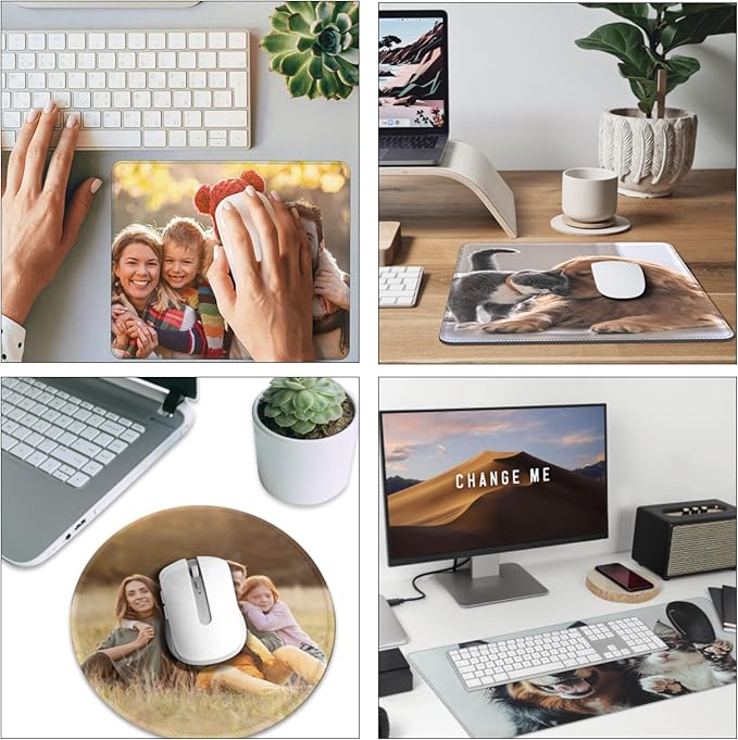 Custom Mouse Pad, Personalized Mouse Pad with Your Photo Text Logo, Customized Non-Slip Mousepad for Home Office and Computer Gaming Desk