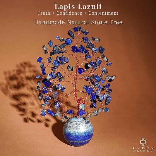 Crystal Tree of Life Home and Office Decor Gifts for Women, Lapis Lazuli Chakra Healing Stones Feng Shui Bonsai Tree for Positive Energy, Money, Good Luck, Christmas Decor, Birthday Gifts for Mom