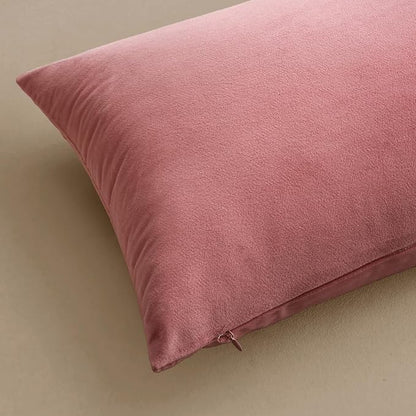MIULEE Velvet Throw Pillow Covers 16x16 Inch, Pack of 2 - Bright Pink, Soft Solid Decorative Pillow Covers Cushion Cases Modern Luxury Valentines Home Decor for Spring Couch Sofa Bedroom Livingroom