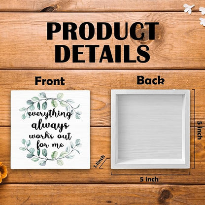 Inspirational Office Psychology Wood Box Sign Desk Decor, Positive Educational Mental Health Wooden Block Sign Decorations for Home School Classroom Counselling Room Wall Tabletop Shelf Decor