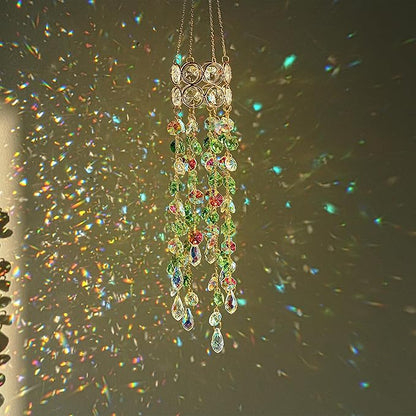 H&D HYALINE & DORA Crystal Suncatchers for Window Hanging Gold-Plated Sun Catcher for Indoor Outdoor and Party Decor Light Catcher with Gift Box (19inch, Green)