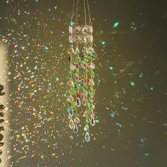 H&D HYALINE & DORA Crystal Suncatchers for Window Hanging Gold-Plated Sun Catcher for Indoor Outdoor and Party Decor Light Catcher with Gift Box (19inch, Green)