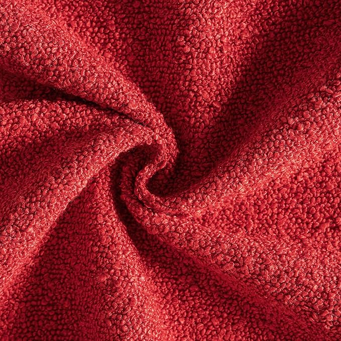 MIULEE 12x20 Inch Christmas Decorative Lumbar Throw Pillows for Bed Set of 2 Textured Boucle Neutral Winter Throw Pillow Covers Red Accent Solid Pillowcases Sofa Livingroom Home Decor