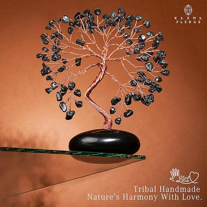 KARMAPLEDGE Black Obsidian Crystal Tree of Life Gifts for Women, Home and Office Desk Decor, 7 Chakra Reiki Healing, Tree for Positive Energy, Good Luck, Money, Meditation, Birthday Gifts