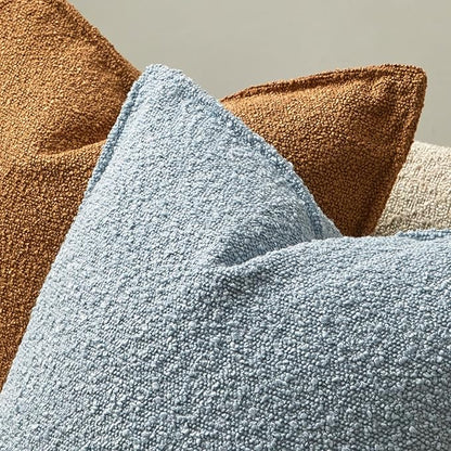 JUSPURBET Light Blue Decorative Pillow Covers 20x20 Set of 2 Throw Pillow Covers for Couch Sofa Bed Cozy Boucle Textured Cushion Covers Cases with Hidden Zipper for Living Room Home Decor
