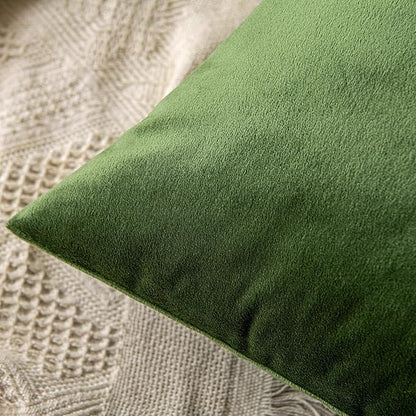 MIULEE Velvet Throw Pillow Covers 12x20 Inch, Pack of 2 - Moss Green, Soft Solid Lumbar Decorative Pillow Covers Modern Luxury Home Decor for Spring Couch Sofa Bedroom Livingroom