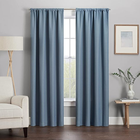 ECLIPSE Kendall Modern Blackout Thermal Rod Pocket Window Curtain for Bedroom or Living Room (1 Panel), 42" x 54", Slate