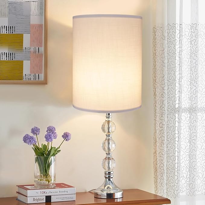 Tall Lamp Shade, White Drum Lampshade for Table Lamps Floor Lamp, 10" Top X 10" Bottom X 13" High Large Line Fabric Lamp Shade, Easy Assembly Replacement Lampshades