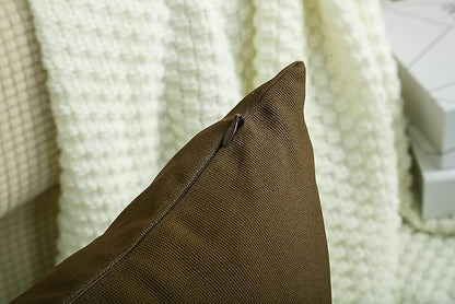 TangDepot Cotton Solid Throw Pillow Covers, 18" x 18" , Coffee, 1 Count (Pack of 1)