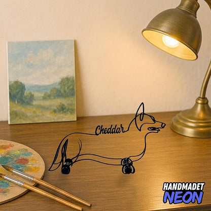 Personalized Corgi Dog Minimalist Sculpture, Custom Dogs Name Metal Desk Decor, Decorative Aesthetic Table Sign Gifts for Officer, Friends, Animal Lover, Kids, Mom, Dad