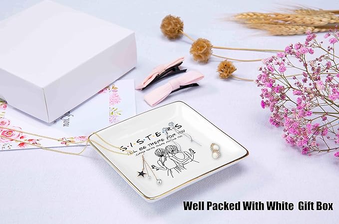 Mother's Day Gift-Jewelry Tray for Sister,Best Friends,Bestie,BFF Women Her-Friends TV Show Theme-Birthday Wedding Christmas Graduation Gift-Sisters I'll Be There for You-Ring Dish,Trinket Holder
