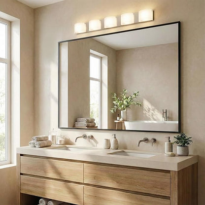 48''x36'' Extra Large Black Bathroom Mirror, Metal Framed Vanity Mirror for Wall, Wide 36x48 Rectangular Mirror Over Sink, Industrial Decor, Flush Mount