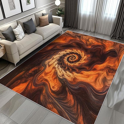 Abstract Swirl Rug 8x10, Washable Psychedelic Spiral Rugs for Living Room Bedroom, Contemporary Art Area Rug for Home Decor, Non Slip Backing Floor Carpet with Gripper - 8 x 10 ft