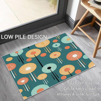 Mid-Century Modern Rug Runner - Retro Mid Century Carpet, 7x9 Rug, Colorful Circle Aesthetic Rug & Home Decor, Contemporary Area Rug & Room Decor, Washable Non Slip Anti Skid Rugs