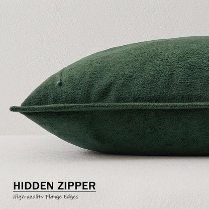 Kevin Textile Christmas Decorative Pillow Covers Dark Green 16x16 Inch Pack of 2 Soft Boucle Textured Waterproof Throw Pillowcases Accent Pillows for Couch Sofa Chair Bed Home Decor Indoor Outdoor