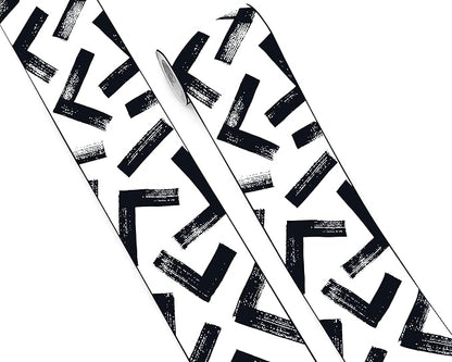 FLFK Black and White Design Wallpaper Border - Peel and Stick Wall Paper, Self Adhesive Removable PVC Borders Sticker, Modern Waterproof Trim for Home Decor, 5" x 240"