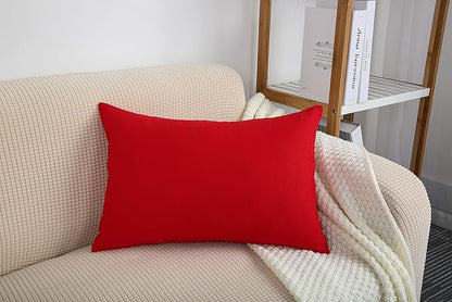 TangDepot Handmade Decorative Solid 100% Cotton Canvas Throw Pillow Covers/Pillow Shams, (12"x18", Red)