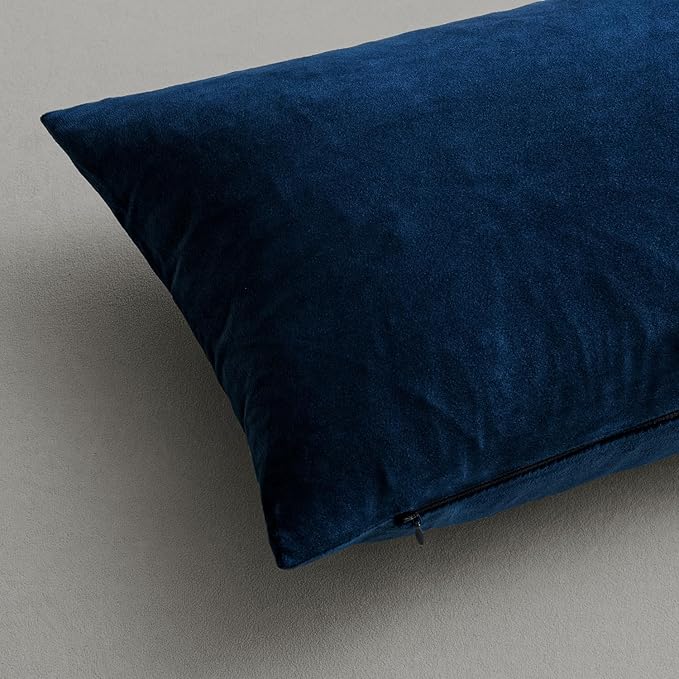 MIULEE Velvet Throw Pillow Covers 12x12 Inch, Pack of 2 - Dark Blue, Soft Solid Small Decorative Pillow Covers Modern Luxury Home Decor for Couch Chair Sofa Bedroom Livingroom Car