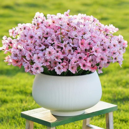Artificial Flowers for Outdoor Faux Plants for Spring Summer Decoration, UV Resistant Realistic Silk Plastic Fake Flowers Garden Porch Patio Balcony Yard Front Home Decor, 24 Bundles