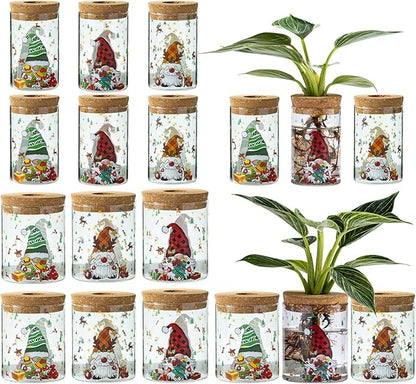 Christmas Vases, 2 Sizes Propagation Jars with Christmas Decorations Patterns, Desktop Glass Hydroponic Planter for Plant Cuttings, for Plant Lovers (18)