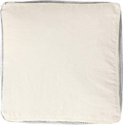 REDEARTH · Tufted Pouf Ottoman with Filler Textured Storage Cube Bean Bag Pouffe Footrest for Living Room, Bedroom, Nursery, Kidsroom; 100% Cotton (17.5"X17.5"X17.5", Melange Delight Gray)