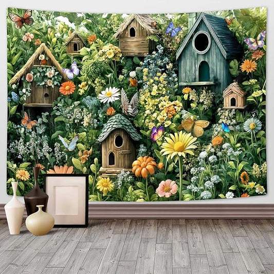 DYNH Plant Gardening Tapestry Gifts for Women,Flowers Butterfly Tapestries,Crazy Plant Lady Wall Hanging Decor for Home Garden Greenhouse Living Room Bedroom Yard Backyard,90x70In