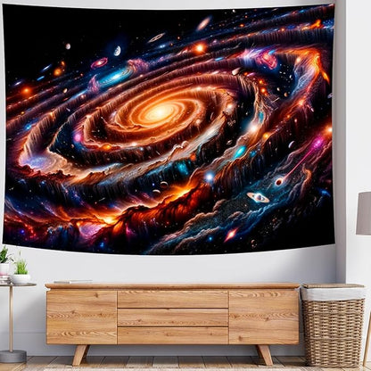 Delur Galaxy Tapestry Spiral Universe Planet Starry Sky Wall Hanging Tapestry Outer Space Nebula Cosmic Psychedelic Abstract Headboard for Bedroom Living Room Home Decor (51.2" x 59.1")