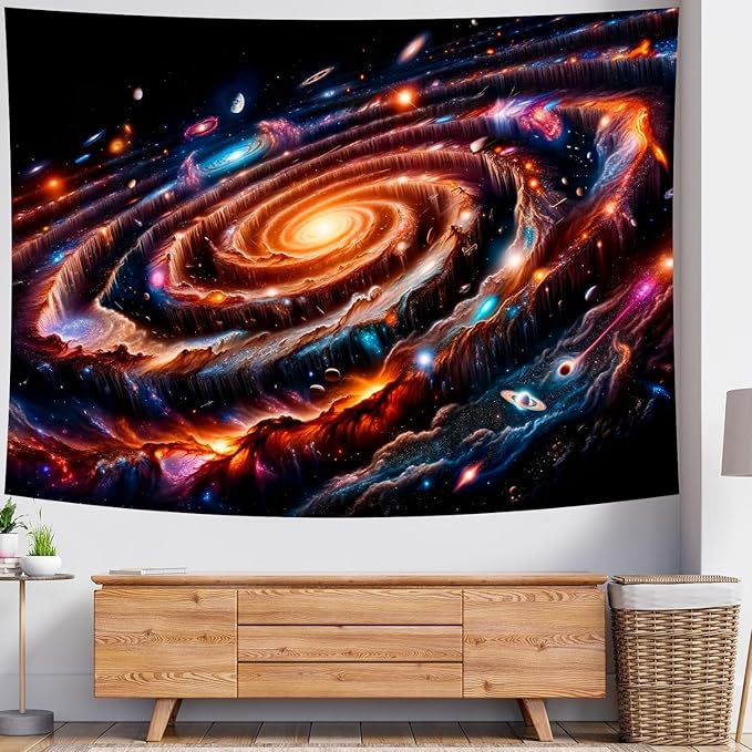 Delur Galaxy Tapestry Spiral Universe Planet Starry Sky Wall Hanging Tapestry Outer Space Nebula Cosmic Psychedelic Abstract Headboard for Bedroom Living Room Home Decor (59.1" x 78.7")