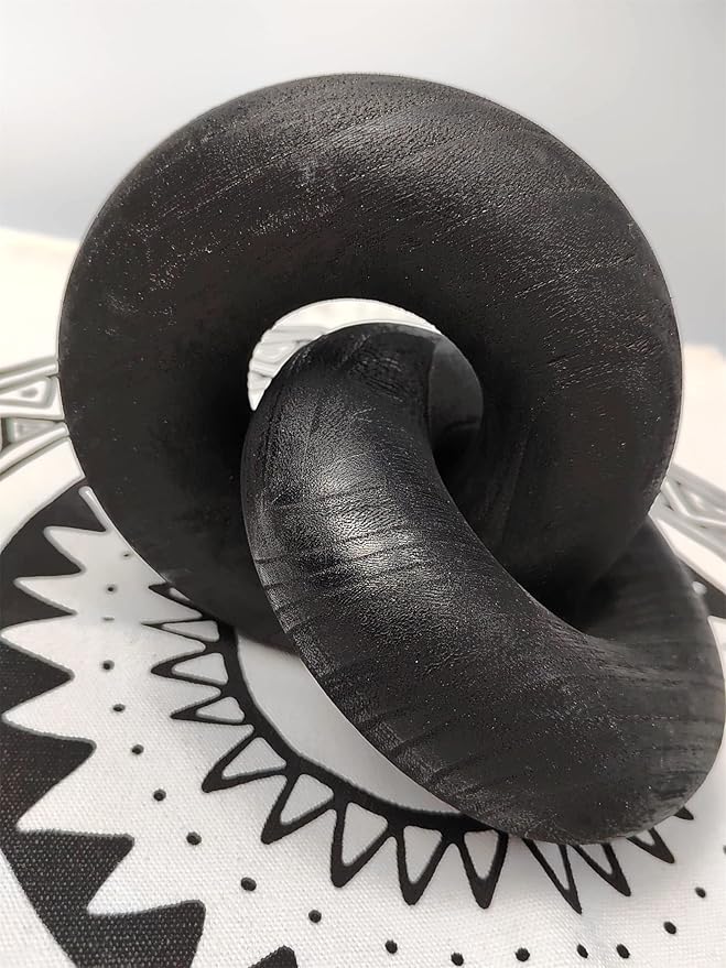 S-SNAIL-OO Wood Chain Link Decor - 7.5 Inches Length Aesthetic Room Decor, 2-Link Wood Chain Boho Decor for Living Room, Farmhouse Decor, Coffee Table (Black)